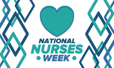 Ulusal Hemşireler Haftası. Teşekkürler hemşireler. Tıbbi ve sağlık hizmetleri konsepti. Virüslere ve hastalıklara karşı savaşanlar. Doktorların şerefine. Amerika 'da yıllık kutlama. Vektör illüstrasyon posteri