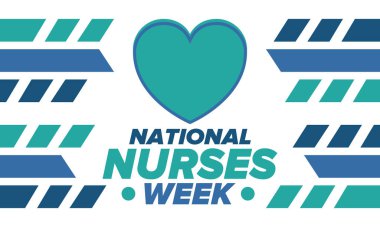 Ulusal Hemşireler Haftası. Teşekkürler hemşireler. Tıbbi ve sağlık hizmetleri konsepti. Virüslere ve hastalıklara karşı savaşanlar. Doktorların şerefine. Amerika 'da yıllık kutlama. Vektör illüstrasyon posteri