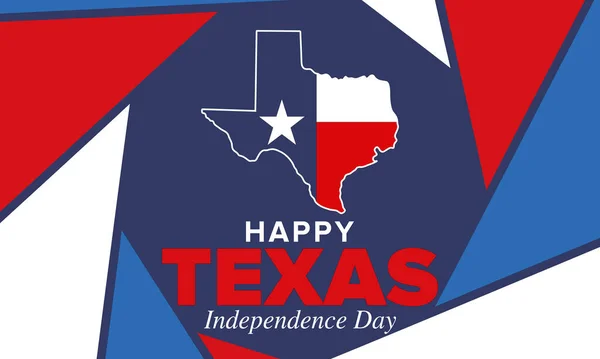 Texas Onafhankelijkheidsdag Vrijheidsvakantie Verenigde Staten Jaarlijks Gevierd Maart Eenzame Sterrenvlag — Stockvector