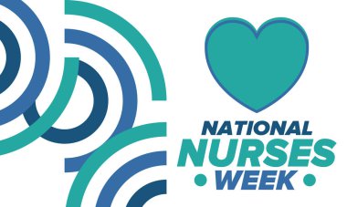 Ulusal Hemşireler Haftası. Teşekkürler hemşireler. Tıbbi ve sağlık hizmetleri konsepti. Virüslere ve hastalıklara karşı savaşanlar. Doktorların şerefine. Amerika 'da yıllık kutlama. Vektör illüstrasyon posteri