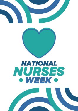Ulusal Hemşireler Haftası. Teşekkürler hemşireler. Tıbbi ve sağlık hizmetleri konsepti. Virüslere ve hastalıklara karşı savaşanlar. Doktorların şerefine. Amerika 'da yıllık kutlama. Vektör illüstrasyon posteri