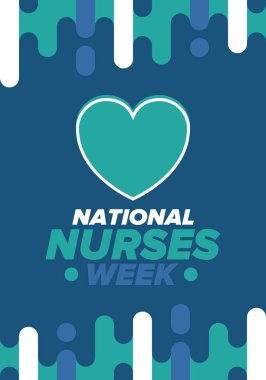 Ulusal Hemşireler Haftası. Teşekkürler hemşireler. Tıbbi ve sağlık hizmetleri konsepti. Virüslere ve hastalıklara karşı savaşanlar. Doktorların şerefine. Amerika 'da yıllık kutlama. Vektör illüstrasyon posteri