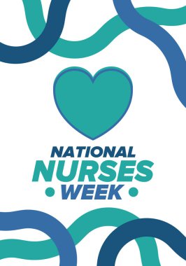 Ulusal Hemşireler Haftası. Teşekkürler hemşireler. Tıbbi ve sağlık hizmetleri konsepti. Virüslere ve hastalıklara karşı savaşanlar. Doktorların şerefine. Amerika 'da yıllık kutlama. Vektör illüstrasyon posteri