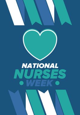 Ulusal Hemşireler Haftası. Teşekkürler hemşireler. Tıbbi ve sağlık hizmetleri konsepti. Virüslere ve hastalıklara karşı savaşanlar. Doktorların şerefine. Amerika 'da yıllık kutlama. Vektör illüstrasyon posteri