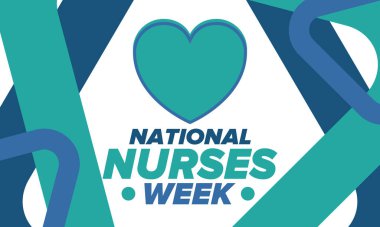 Ulusal Hemşireler Haftası. Teşekkürler hemşireler. Tıbbi ve sağlık hizmetleri konsepti. Virüslere ve hastalıklara karşı savaşanlar. Doktorların şerefine. Amerika 'da yıllık kutlama. Vektör illüstrasyon posteri