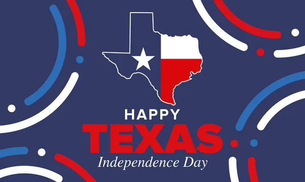 テキサス独立記念日 アメリカ合衆国での自由の休日 3月に毎年祝われます 一つ星の旗 テキサスの旗だ 愛国的な記号と要素 ポスター カード バナー ベクターイラスト — ストックベクタ