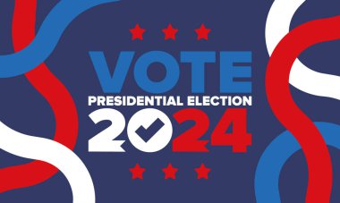 Presidential Election 2024 in United States. Vote day, November 5. US Election. Patriotic american element. Poster, card, banner and background. Vector illustration