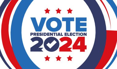 Presidential Election 2024 in United States. Vote day, November 5. US Election. Patriotic american element. Poster, card, banner and background. Vector illustration