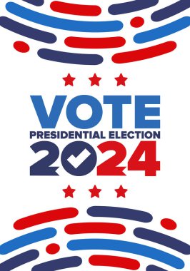 Presidential Election 2024 in United States. Vote day, November 5. US Election. Patriotic american element. Poster, card, banner and background. Vector illustration