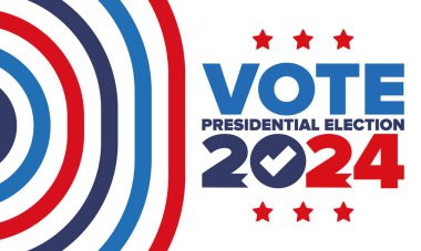 Presidential Election 2024 in United States. Vote day, November 5. US Election. Patriotic american element. Poster, card, banner and background. Vector illustration