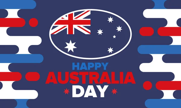 Australia Day Festa Nazionale Felice Celebrata Annualmente Gennaio Bandiera Australiana — Vettoriale Stock