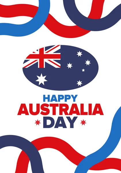 Australia Day Festa Nazionale Felice Celebrata Annualmente Gennaio Bandiera Australiana — Vettoriale Stock