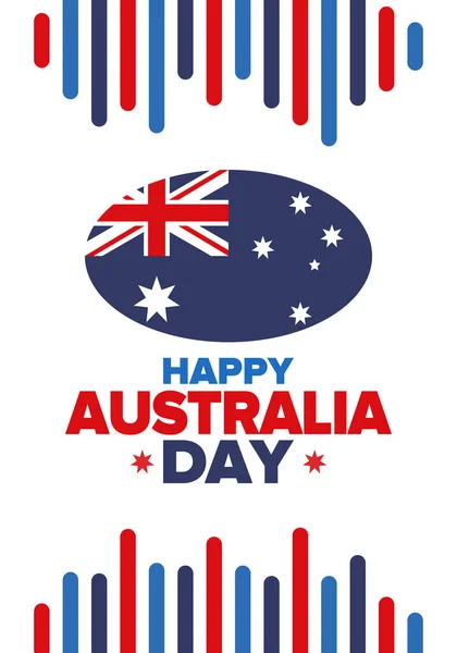 Australia Day National Happy Holiday Celebrated Annual January Australian Flag — Stock Vector