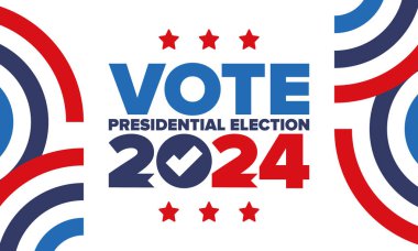 Presidential Election 2024 in United States. Vote day, November 5. US Election. Patriotic american element. Poster, card, banner and background. Vector illustration