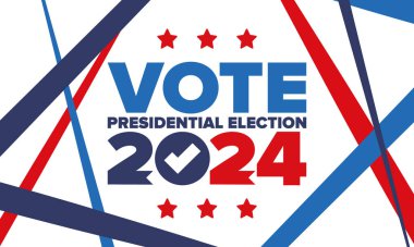 Presidential Election 2024 in United States. Vote day, November 5. US Election. Patriotic american element. Poster, card, banner and background. Vector illustration