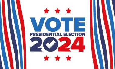 Presidential Election 2024 in United States. Vote day, November 5. US Election. Patriotic american element. Poster, card, banner and background. Vector illustration