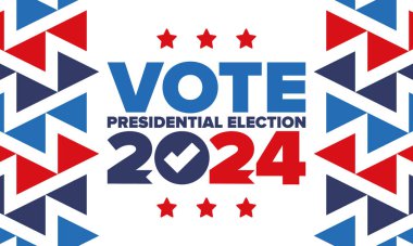 Presidential Election 2024 in United States. Vote day, November 5. US Election. Patriotic american element. Poster, card, banner and background. Vector illustration