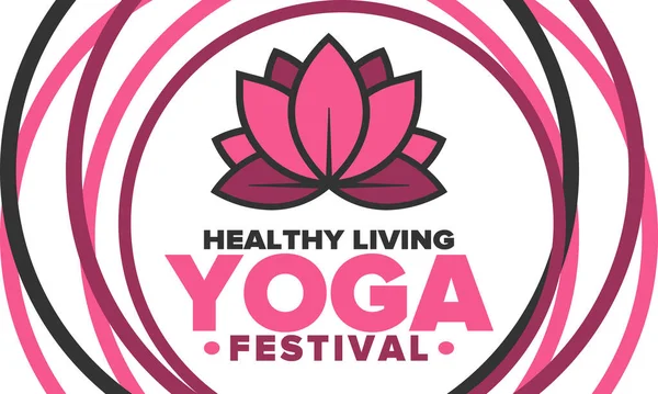 Festival Yoga Vida Saudável Evento Para Explorar Mesmo Encontrar Harmonia —  Vetores de Stock