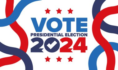 Presidential Election 2024 in United States. Vote day, November 5. US Election. Patriotic american element. Poster, card, banner and background. Vector illustration
