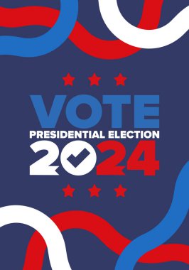 Presidential Election 2024 in United States. Vote day, November 5. US Election. Patriotic american element. Poster, card, banner and background. Vector illustration