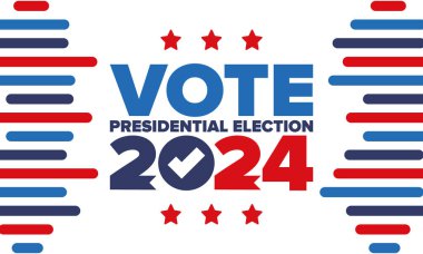 Presidential Election 2024 in United States. Vote day, November 5. US Election. Patriotic american element. Poster, card, banner and background. Vector illustration