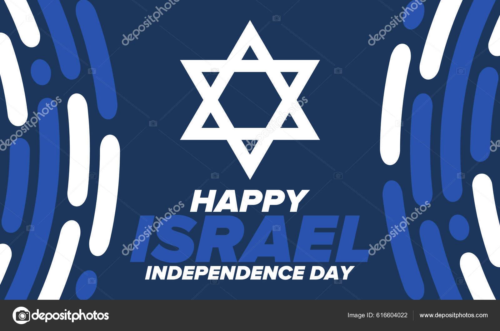 以色列独立日国定假日每年庆祝一次以色列国旗大卫之星犹太人的象征爱国标志和分子横幅和背景矢量说明图库矢量图©scoutori 616604022