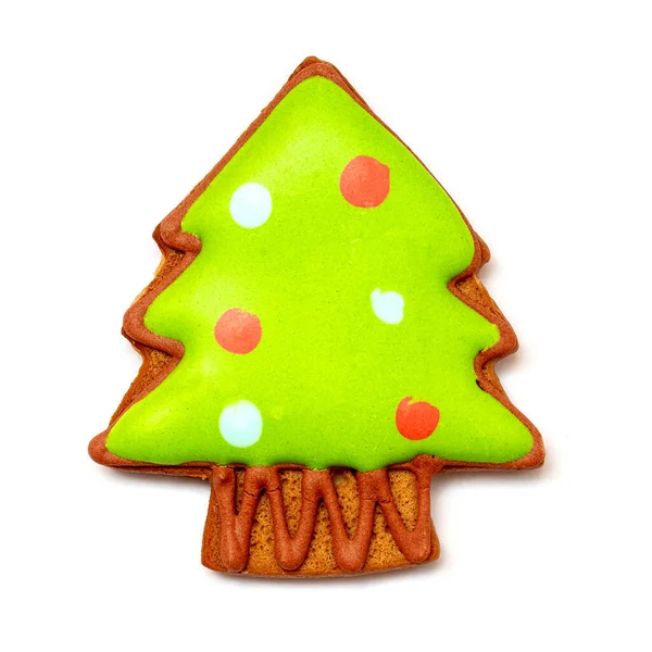 Christmas New Year Cookies Form Fir Tree White Isolated Background — Stockfoto