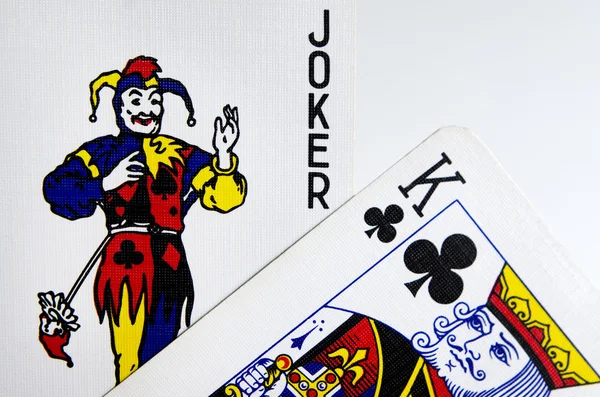 Joker en koning kaarten — Stockfoto