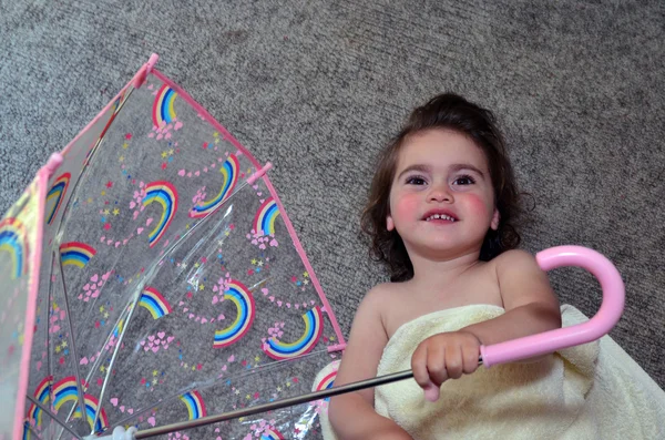 Little girl hold umbrella — Stock Photo, Image