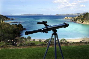 Telescope pointing at the sea clipart