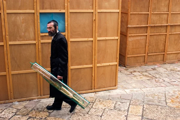 Židovský svátek Sukot v mea shearim Jeruzalém. — Stock fotografie