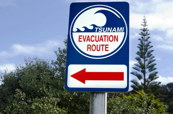 Sinal da rota de evacuação do tsunami — Fotografia de Stock