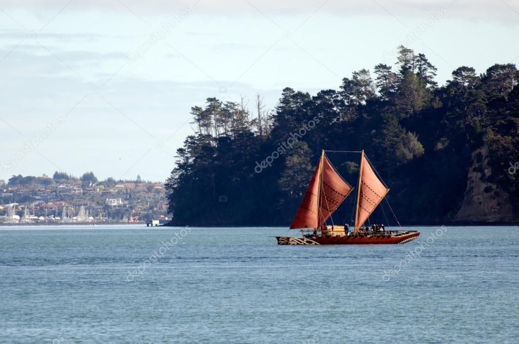 Maori double-hull canoe