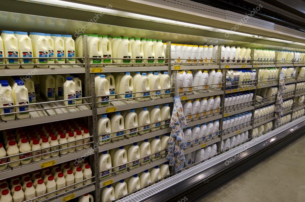 Grocery Store Shelf Milk