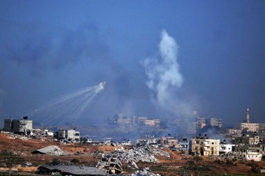 Aerial bombing explosion in Gaza Strip clipart