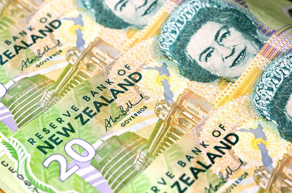 Neuseeland Währung Dollarnoten und Münzen Geld — Stockfoto