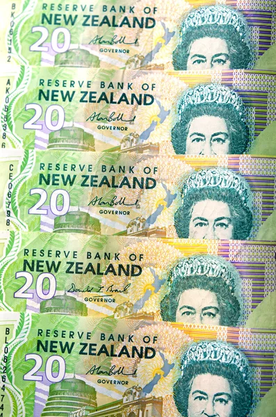 New Zealand Currency Dollar Notes and Coins Money — Stock Photo, Image