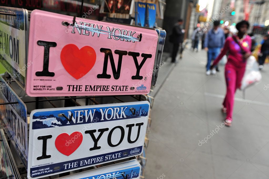 NEW YORK - OCT 09:I LOVE NY signs for sale on Oct 09 2009.It's based on advertising campaign used since 1977 to promote tourism in New York City and later to promote New York State as well.