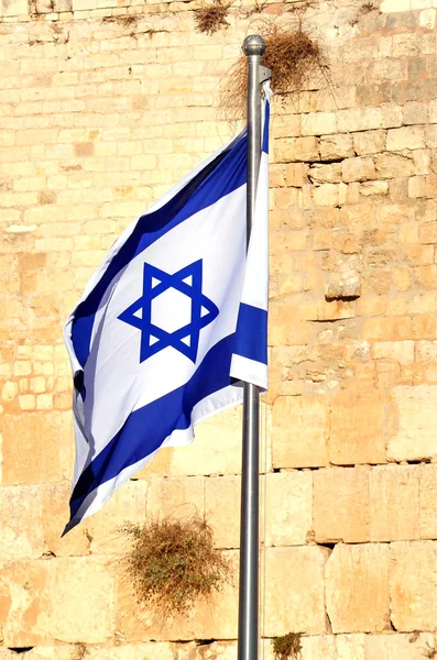 Srael vlag op de westelijke muur - Jeruzalem — Stockfoto