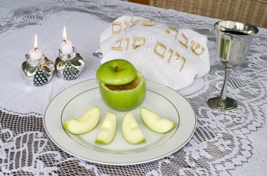 Rosh hashanah Yahudi tatil seder tablo