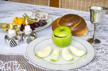 Rosh hashanah Yahudi tatil seder tablo