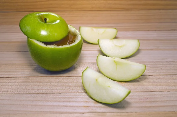 Æble i honning til Rosh Hashanah - Stock-foto