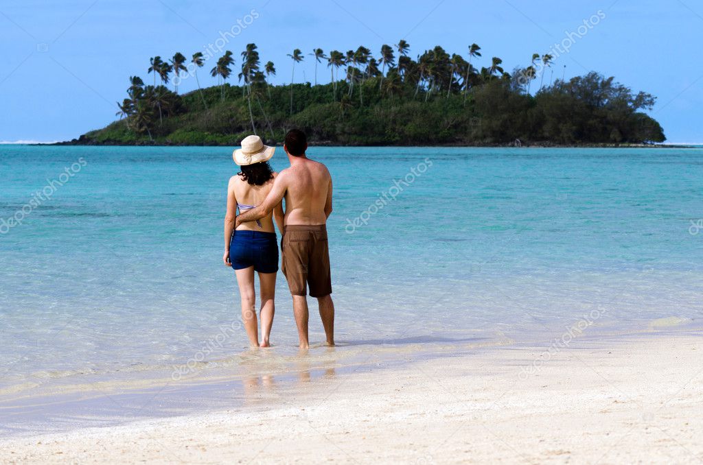 Young happy couple on Vacation in Pacific Island