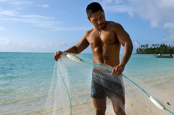 Cook Islands fisherman fishing — Stock Photo, Image