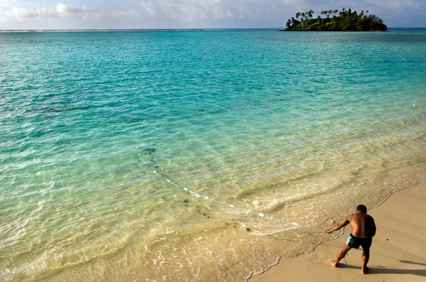 库克群岛渔夫钓鱼 — 图库照片
