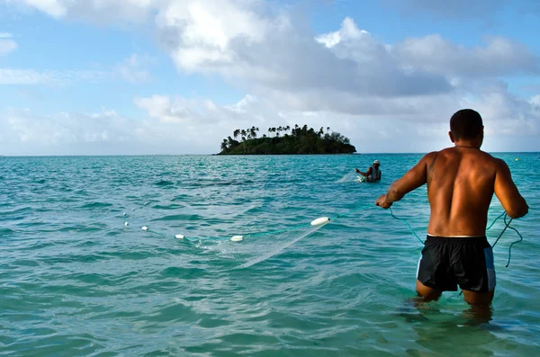 Cook Islands fisherman fishing — Stock Photo, Image