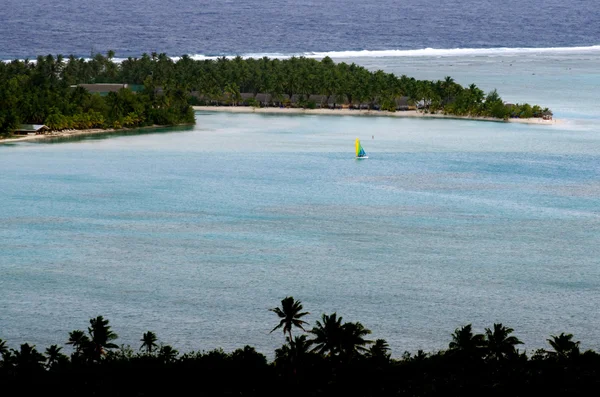 Flysikt over Aitutaki Lagoon Cook Islands – stockfoto