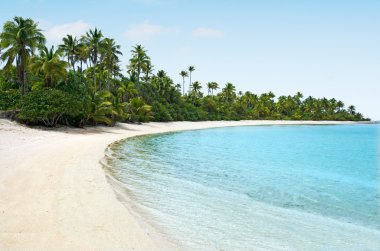 aitutaki lagün cook Adaları'nda bir ayağı ada manzara