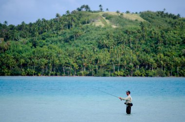 aitutaki lagün cook Adaları'bonefish için döküm