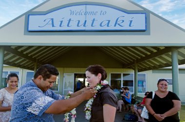 Aitutaki Airport in Aitutaki Lagoon Cook Islands clipart